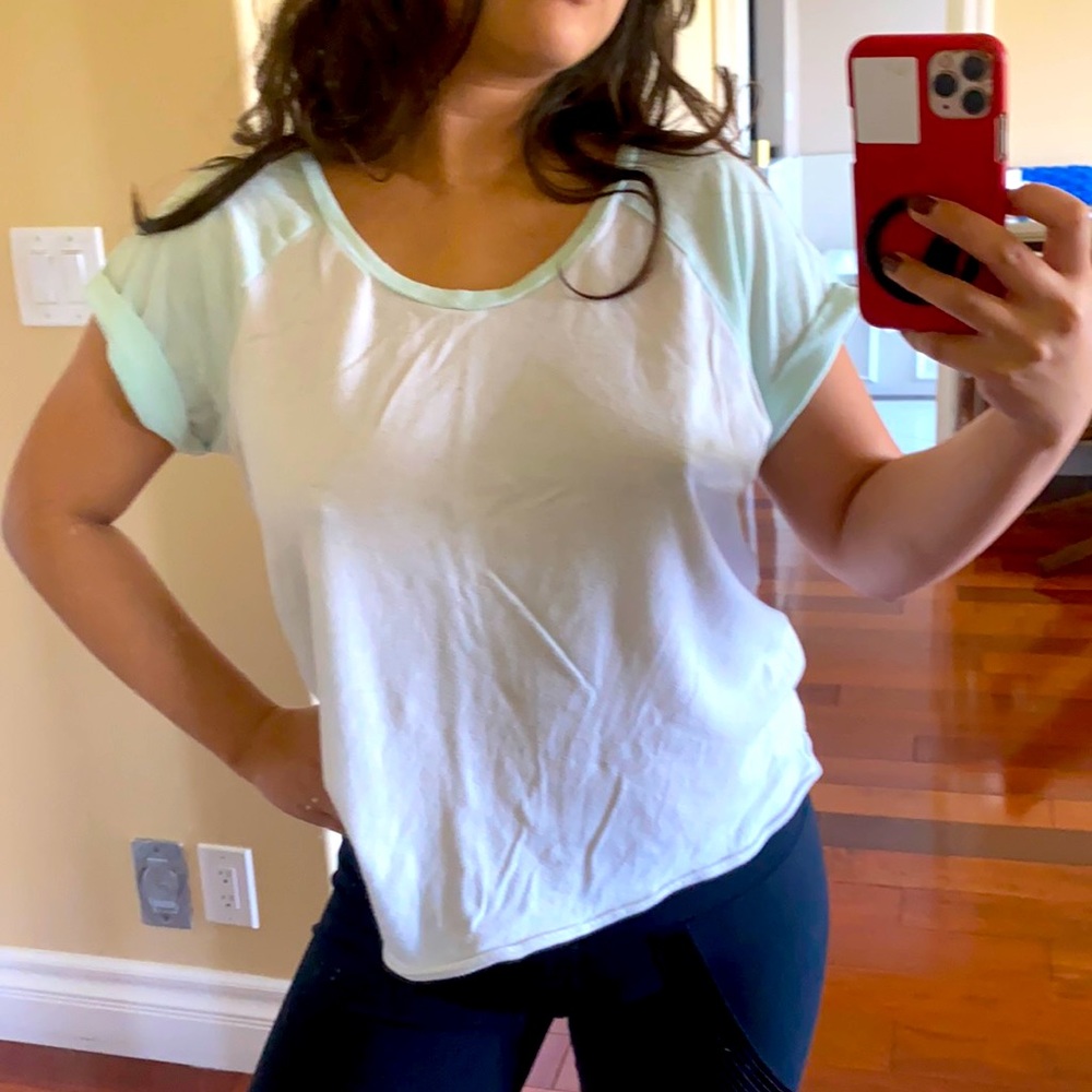 Pink Victoria’s Secret Mint Green Baseball Short Sleeved T Shirt